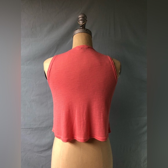 Guess Pink Tie-Up Tank Top Crop Top, Size Small - Picture 3 of 4